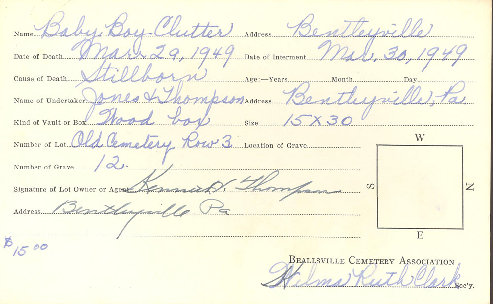 burial card